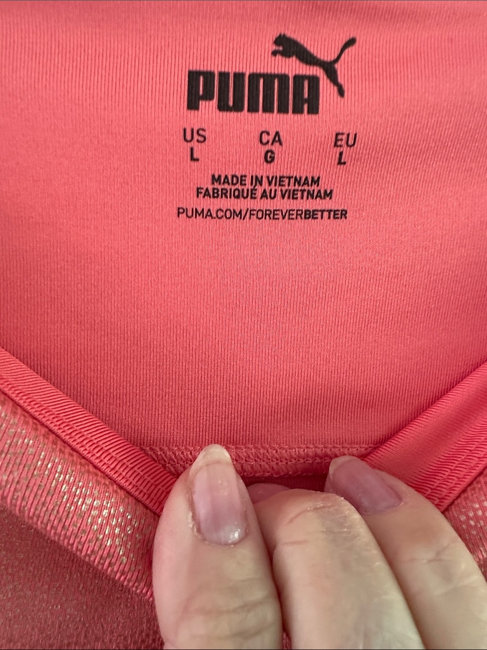 Puma Coral Pink V Front Crop Leggings with Side Pockets size L - Picture 6 of 11